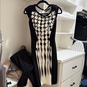 Karen Millen Black and White Patterned Midi Dress